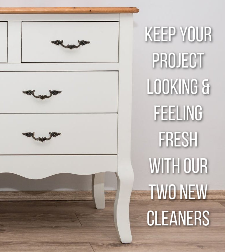photo of part of a white dresser with text about keeping painted furniture clean