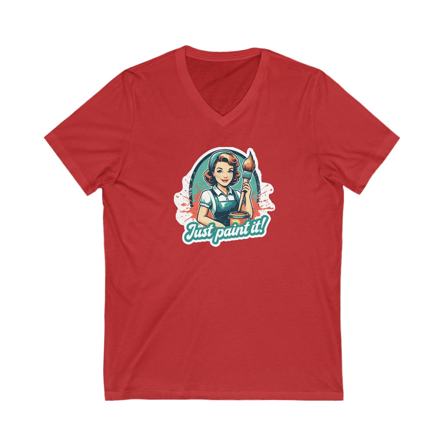 Just Paint It Vintage Style Short Sleeve V-Neck Tee