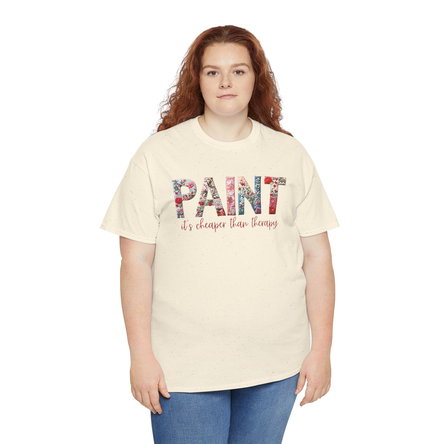 Paint – It's Cheaper Than Therapy Floral Short Sleeve Cotton T-Shirt