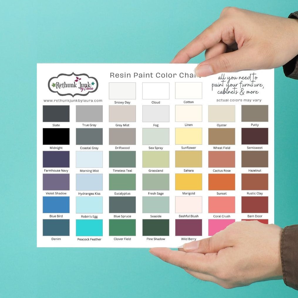 Color Chart – featuring 45 colors, 8.5” x 5.5”