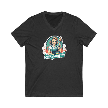 Just Paint It Vintage Style Short Sleeve V-Neck Tee
