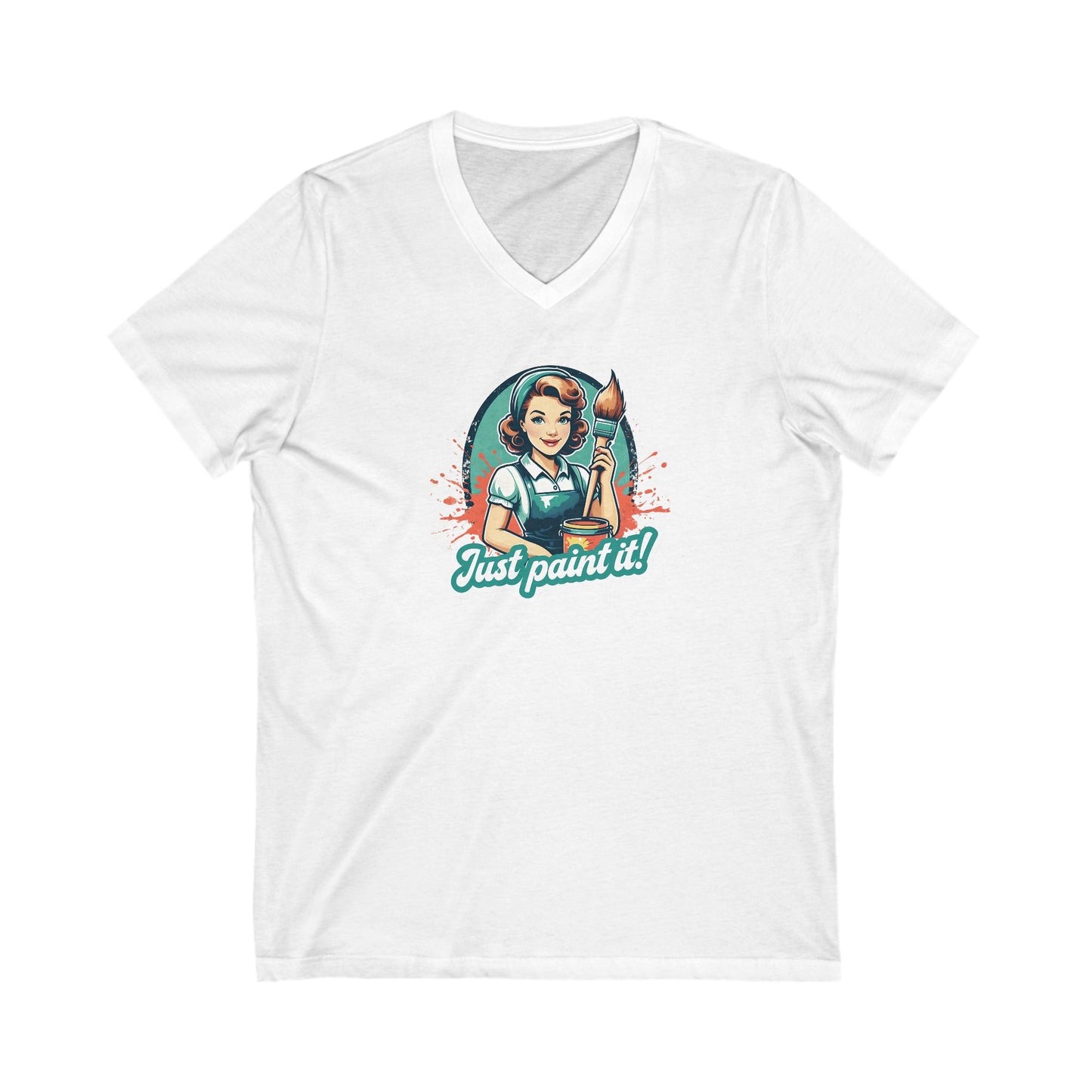 Just Paint It Vintage Style Short Sleeve V-Neck Tee