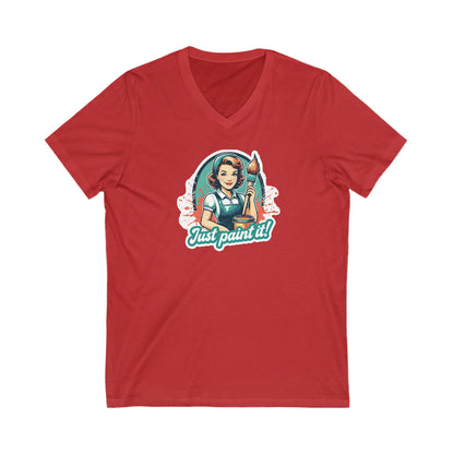 Just Paint It Vintage Style Short Sleeve V-Neck Tee