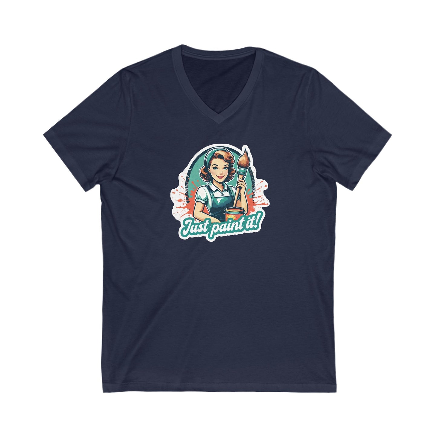 Just Paint It Vintage Style Short Sleeve V-Neck Tee