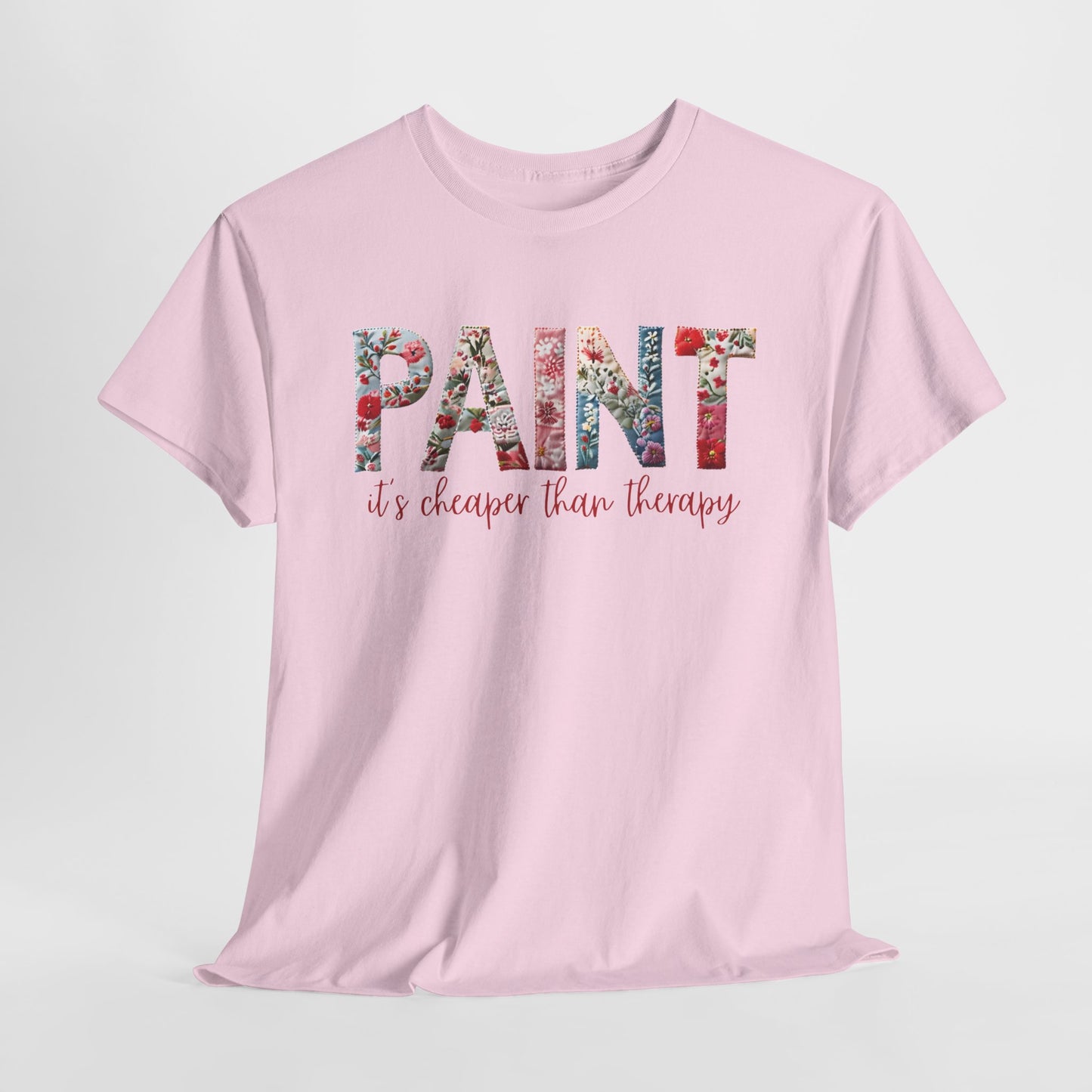 Paint – It's Cheaper Than Therapy Floral Short Sleeve Cotton T-Shirt