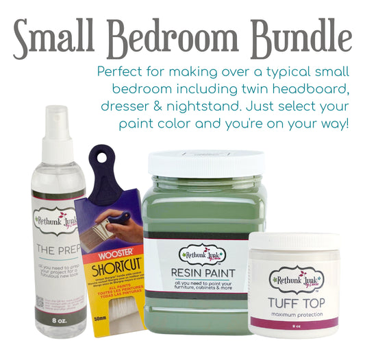 Small bedroom bundle with paint and tools on a white background