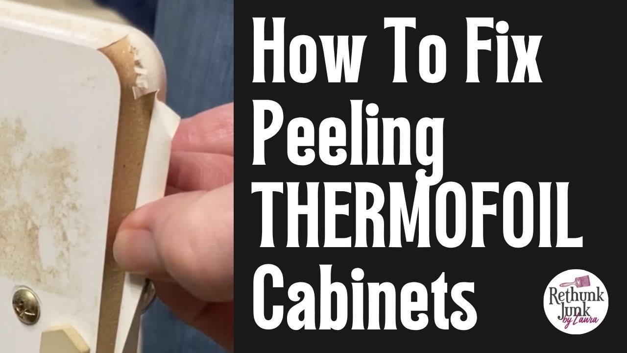 Load video: YouTube tutorial titled "How to fix Peeling Thermofoil Cabinets"